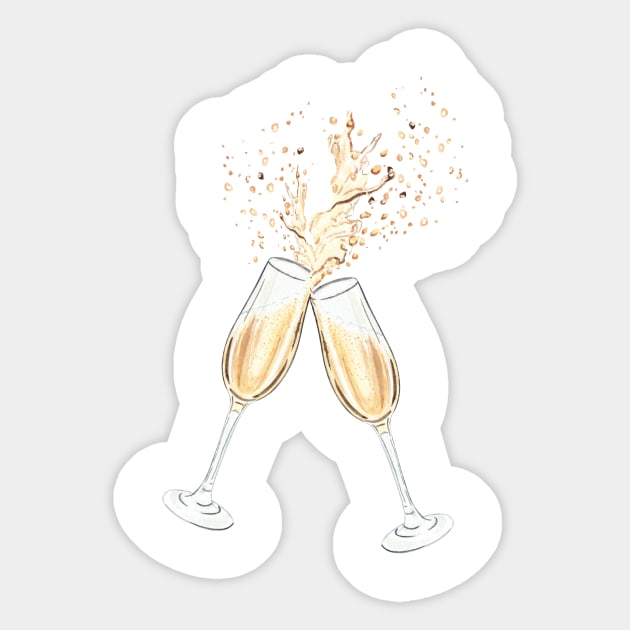 Champagne glasses Sticker by DreamLoudArt